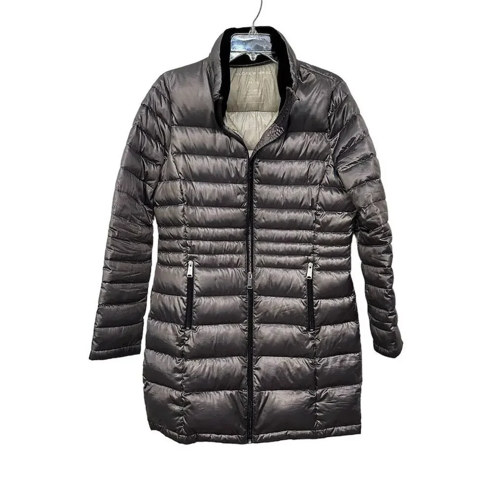 Andrew Marc Packable‎ Down Puffer Jacket Gray Size M Unisex Winter Casual - Picture 2 of 15